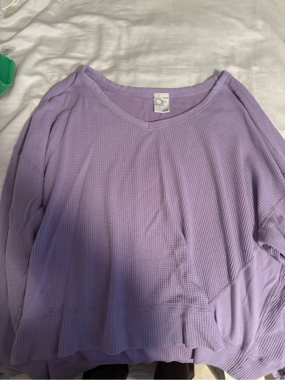 aerie Lavender Waffle-Knit Scoop Neck Top